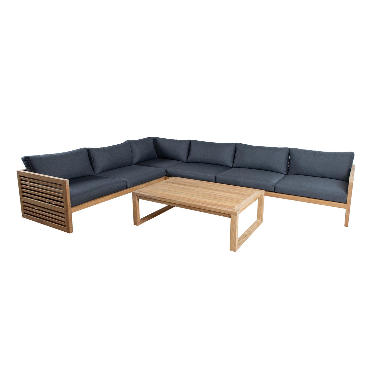 Sohva Home4You Serenity Kulmasohvakalusto, 2+2+2 Moduulia Ja Pöytä, Teak