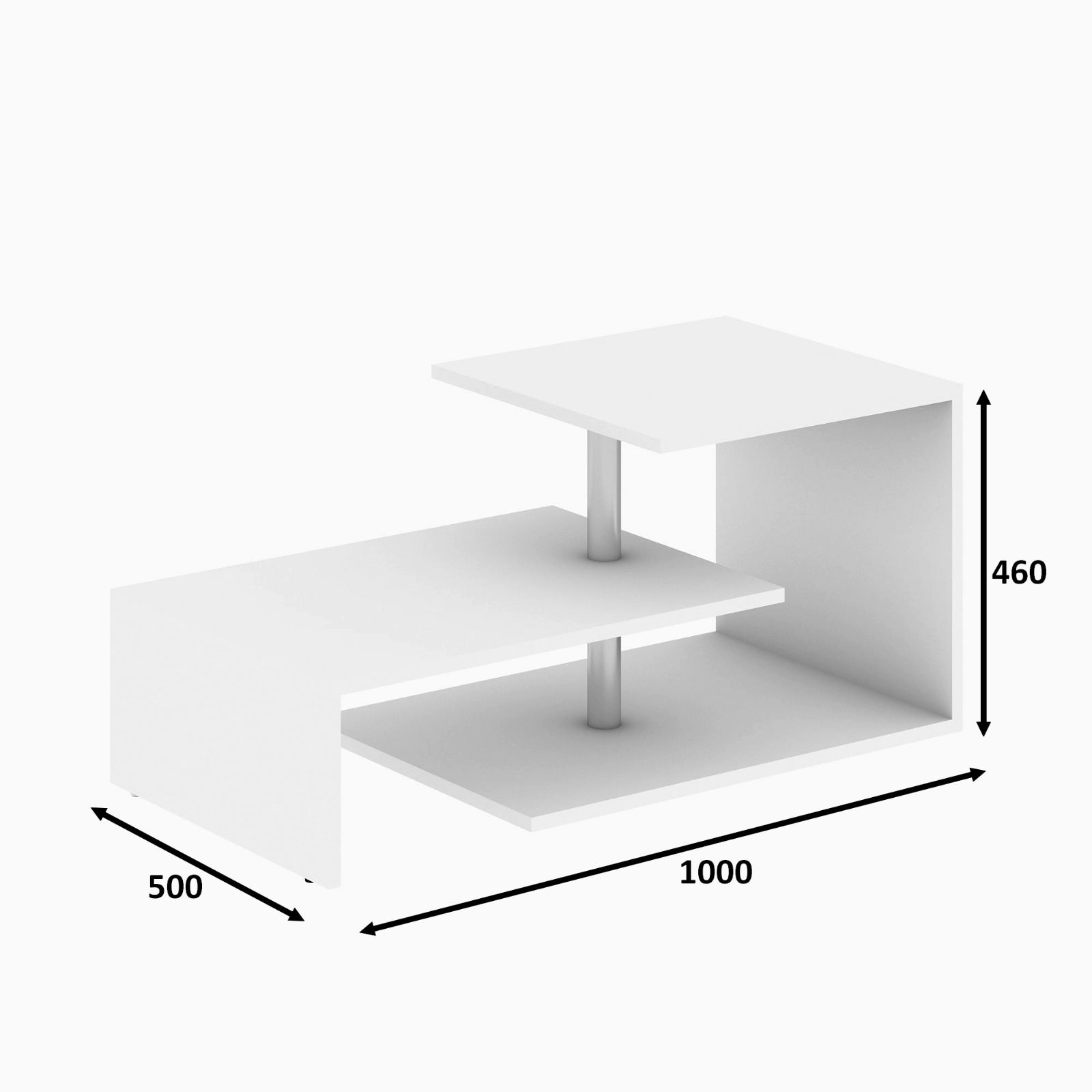 Sohvapöytä Valento Furniture Dilek, 100x50cm, valkoinen