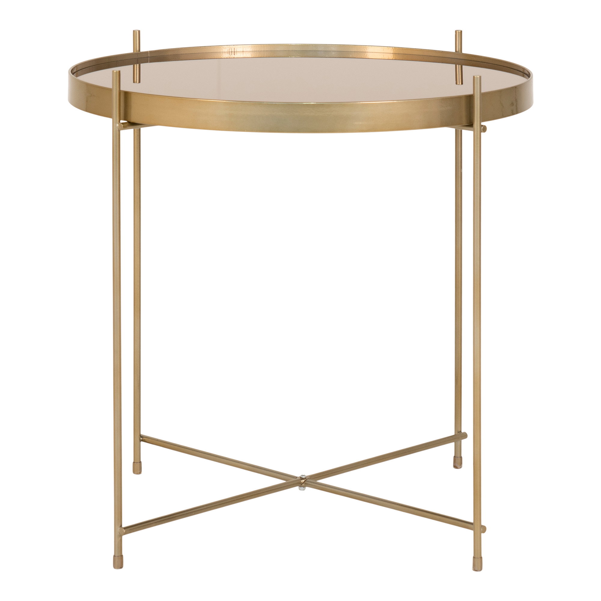 Sohvapöytä House Nordic Venezia, messinginvärinen teräs, lasi, ø48xk48cm