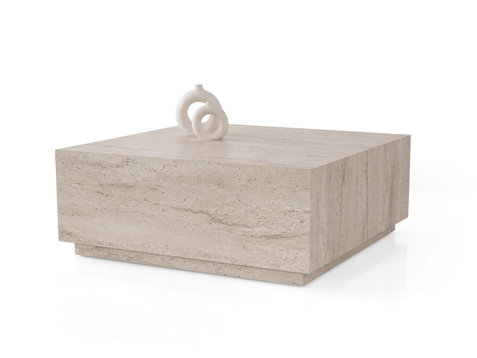 Sohvapöytä Valento Furniture Lizbon-9543, 90x90cm, beige travertiinikuosi