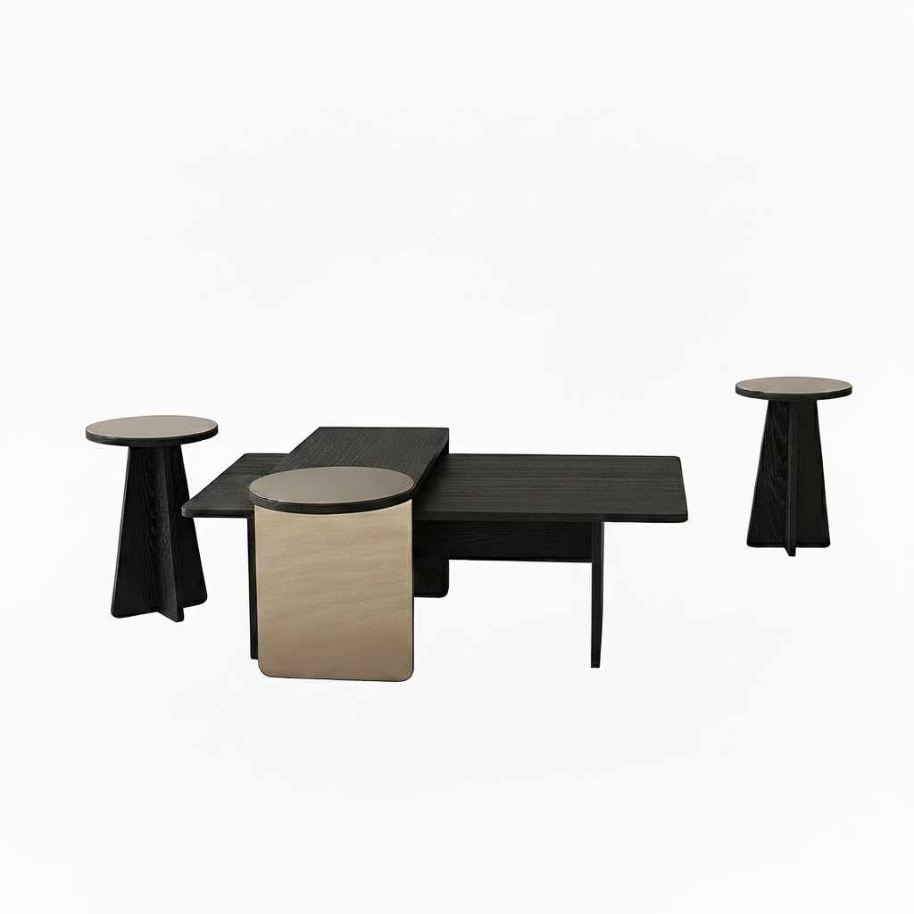 Pöytäsarja Valento Furniture Luna, 4-osainen, musta