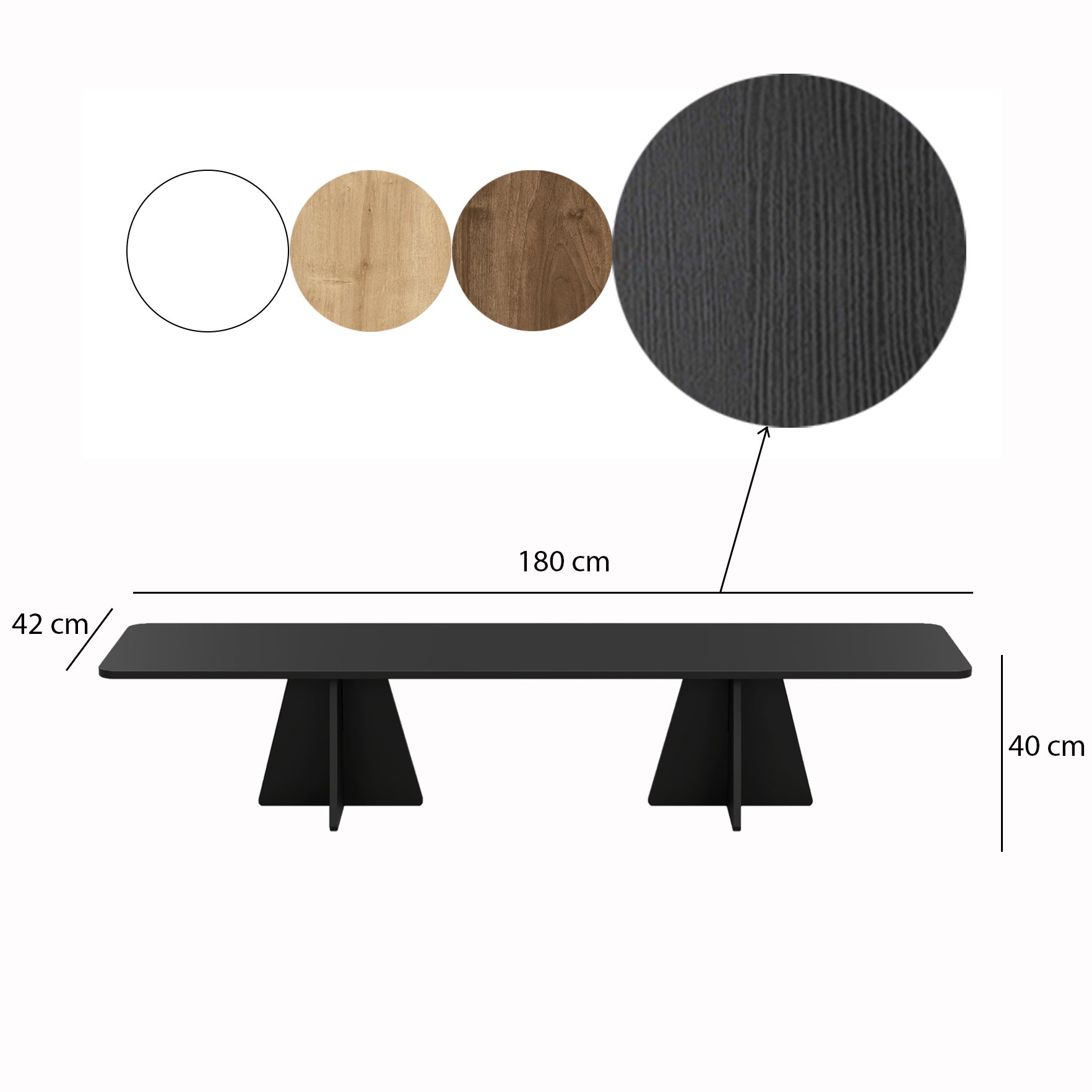 Sohvapöytä Valento Furniture Mushroom, 180cm, musta