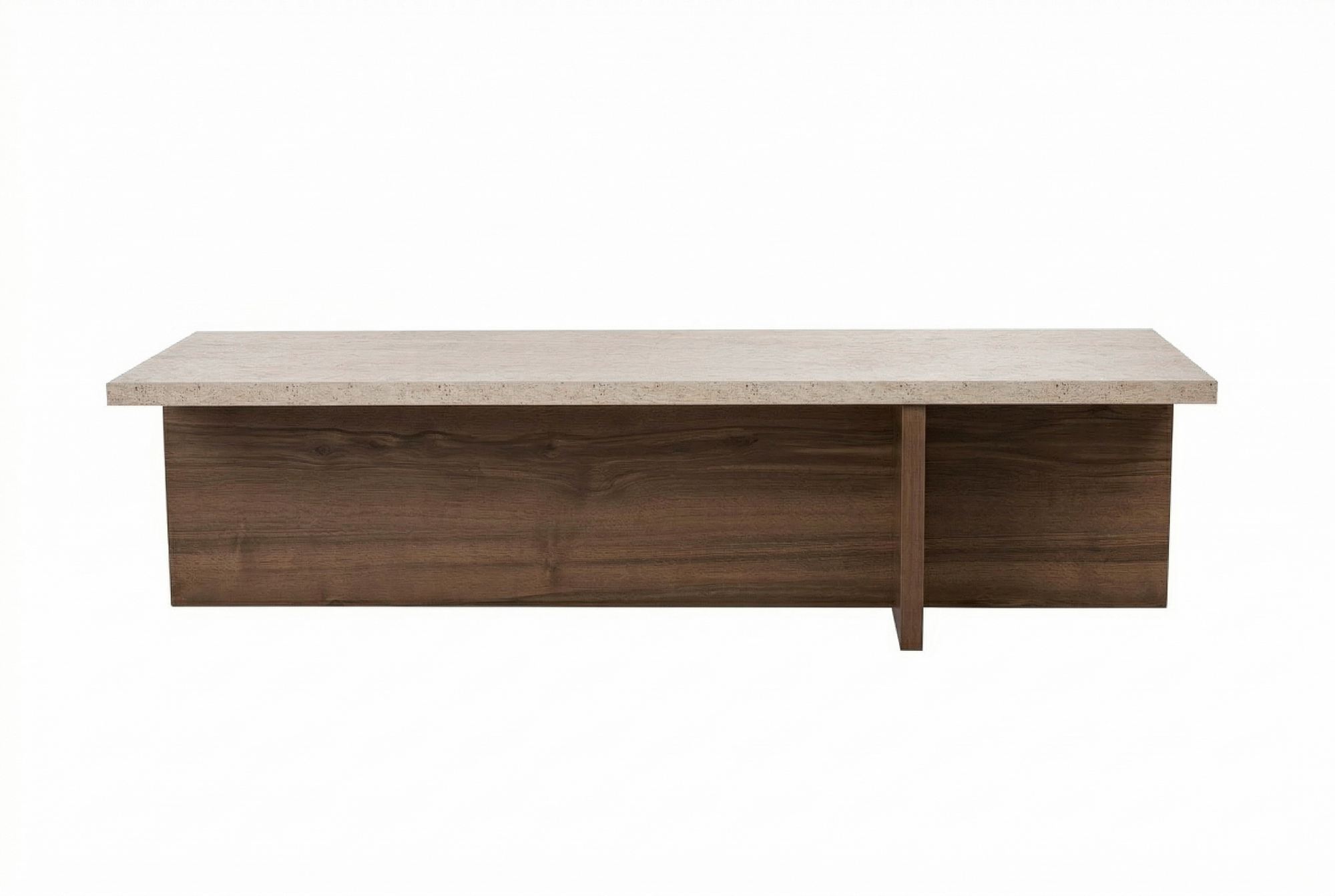Sohvapöytä Valento Furniture Harbor, 30x120x45 cm, travertiini/pähkinä