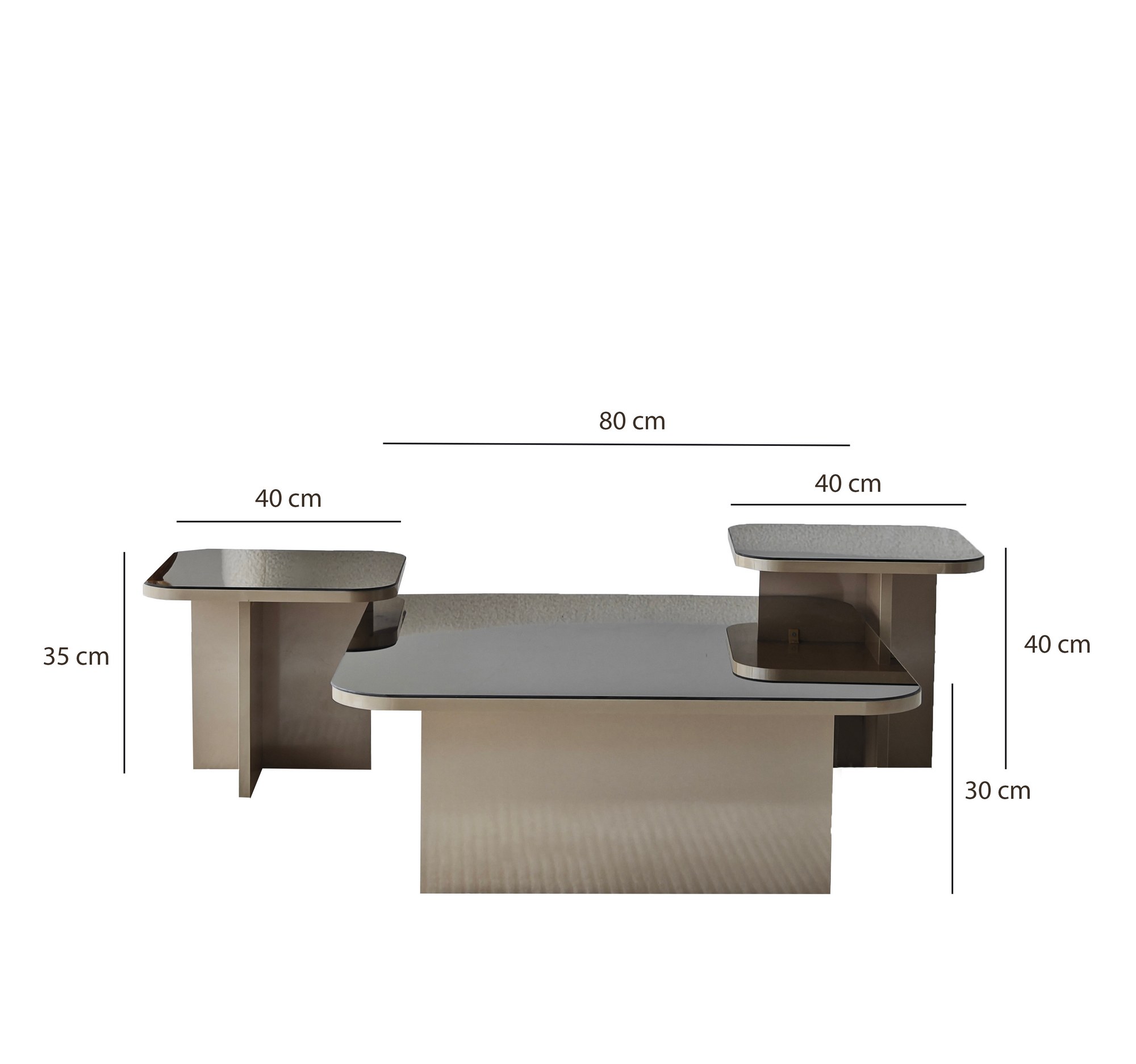 Sohvapöytäsetti Valento Furniture Jazz, beige/pronssi