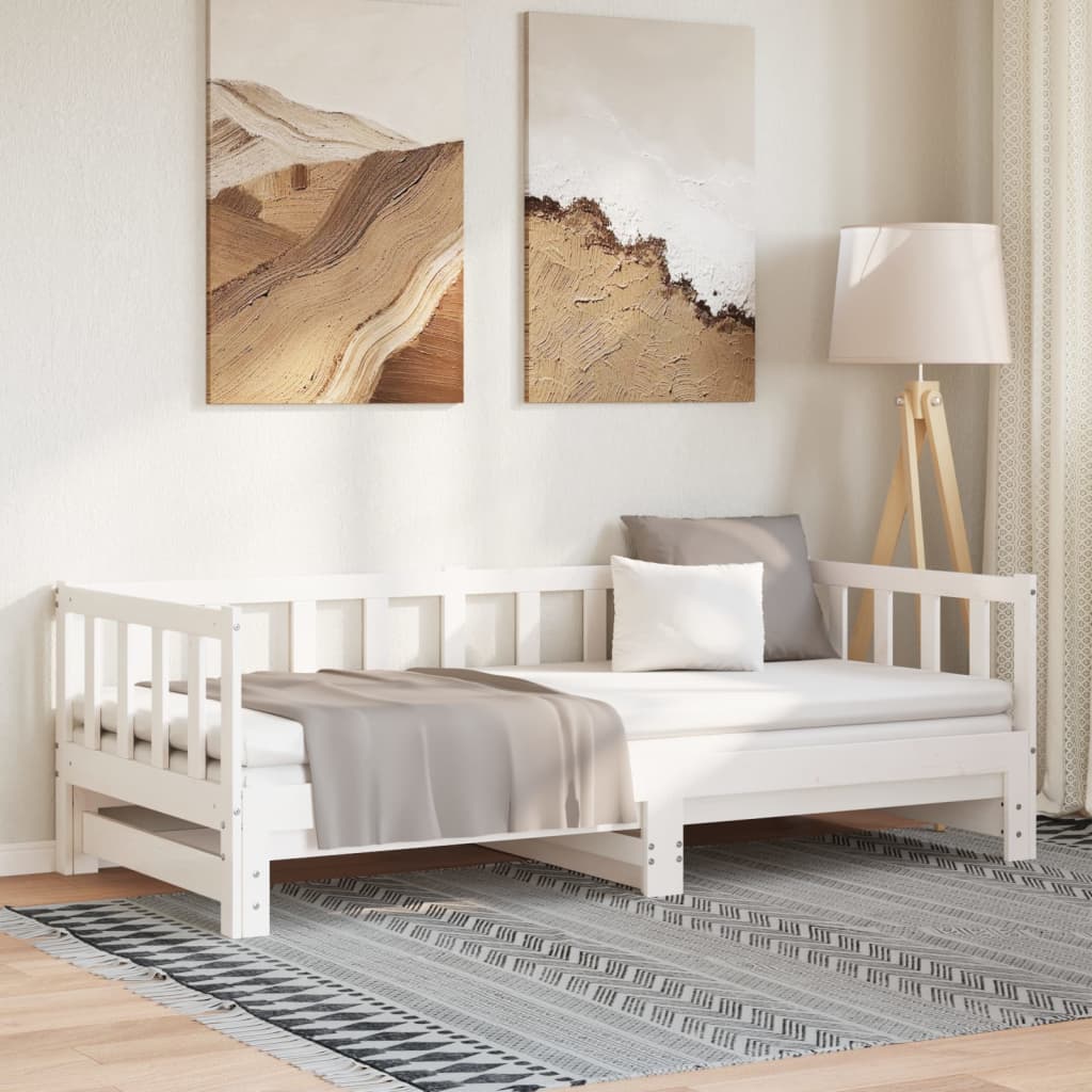 Sohvasänky ulosvedettävä valkoinen 2x (90x200) cm täysi mänty (84926)