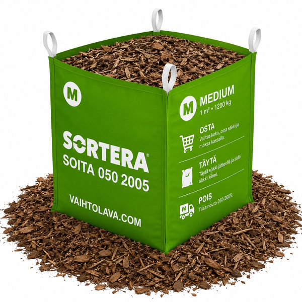 Männyn kuorikate Sortera M, 1000 kg suursäkki
