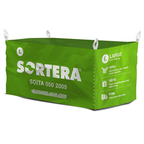 Suursäkki Sortera L, 2000 l, max 1000 kg, tyhjä