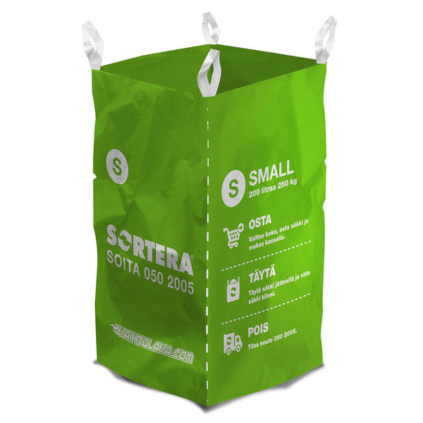 Suursäkki Sortera S, 200 l, max 250 kg, tyhjä