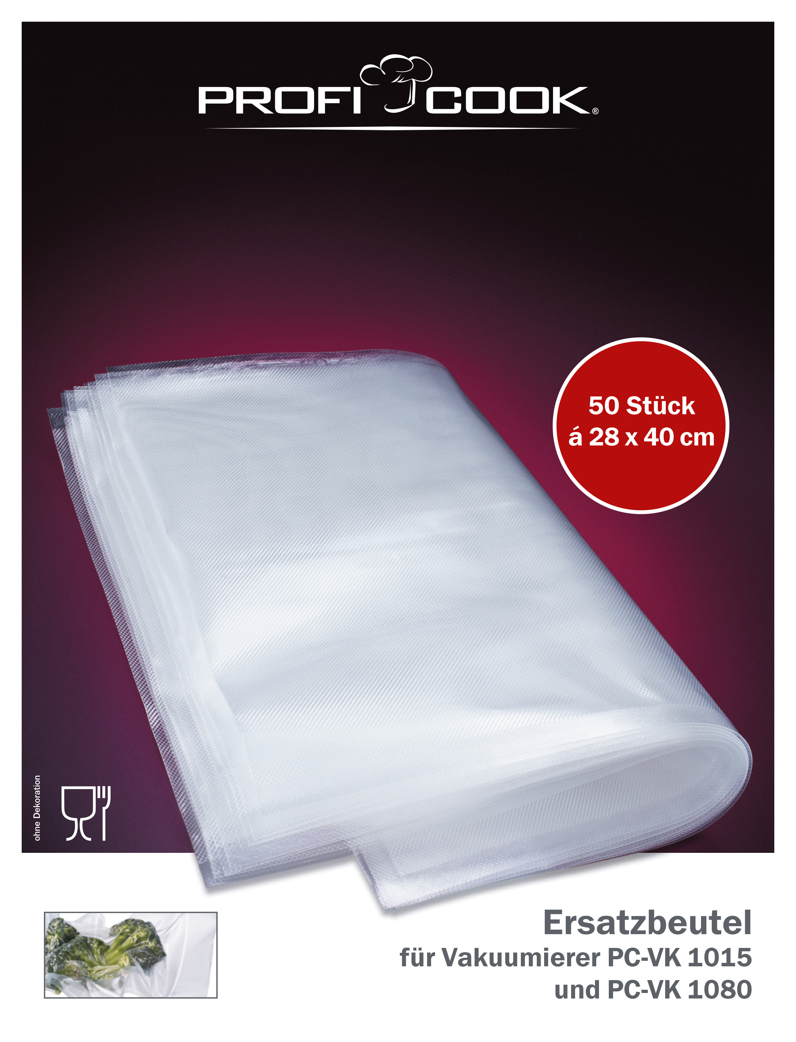 Vakuumipussit ProfiCook PCVK1015EBL 50 kpl 28x40 cm 8910152
