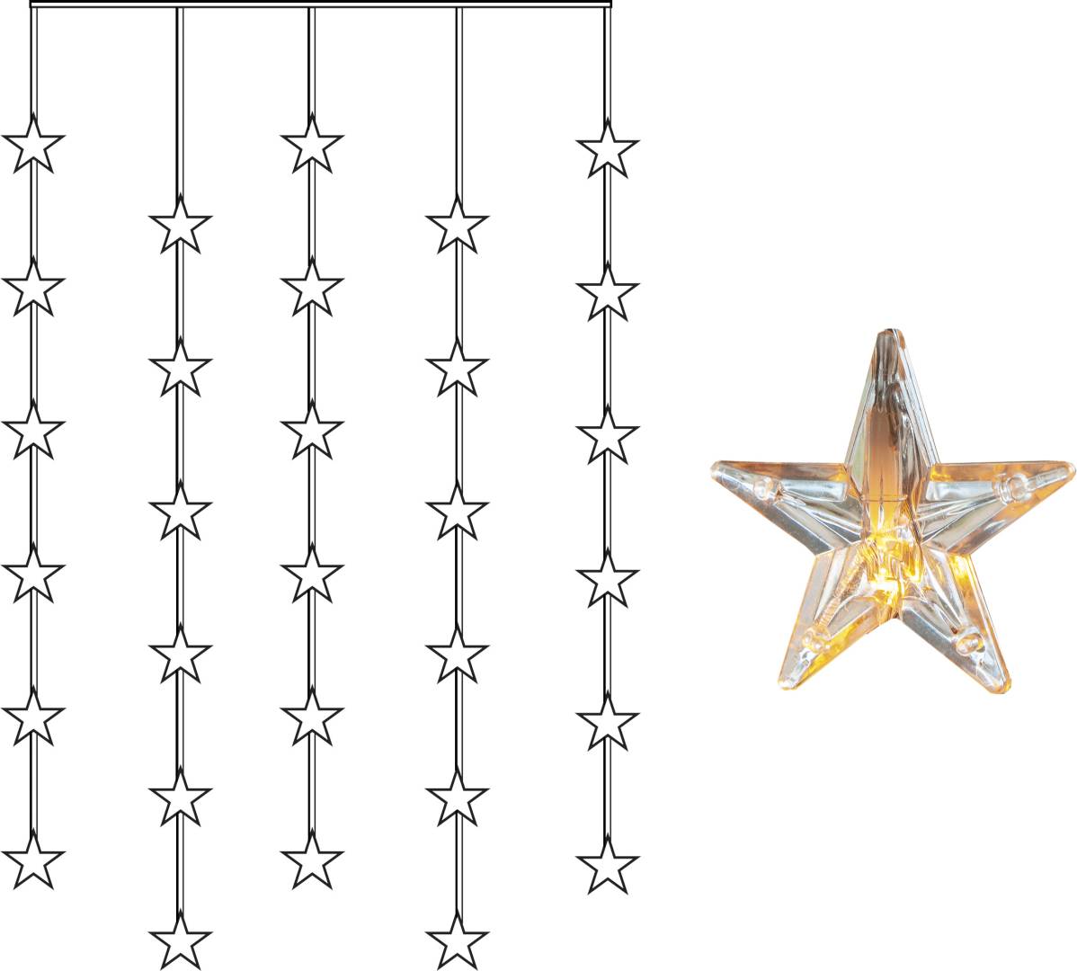 Valoverho Star Trading Star Curtain, läpinäkyvä