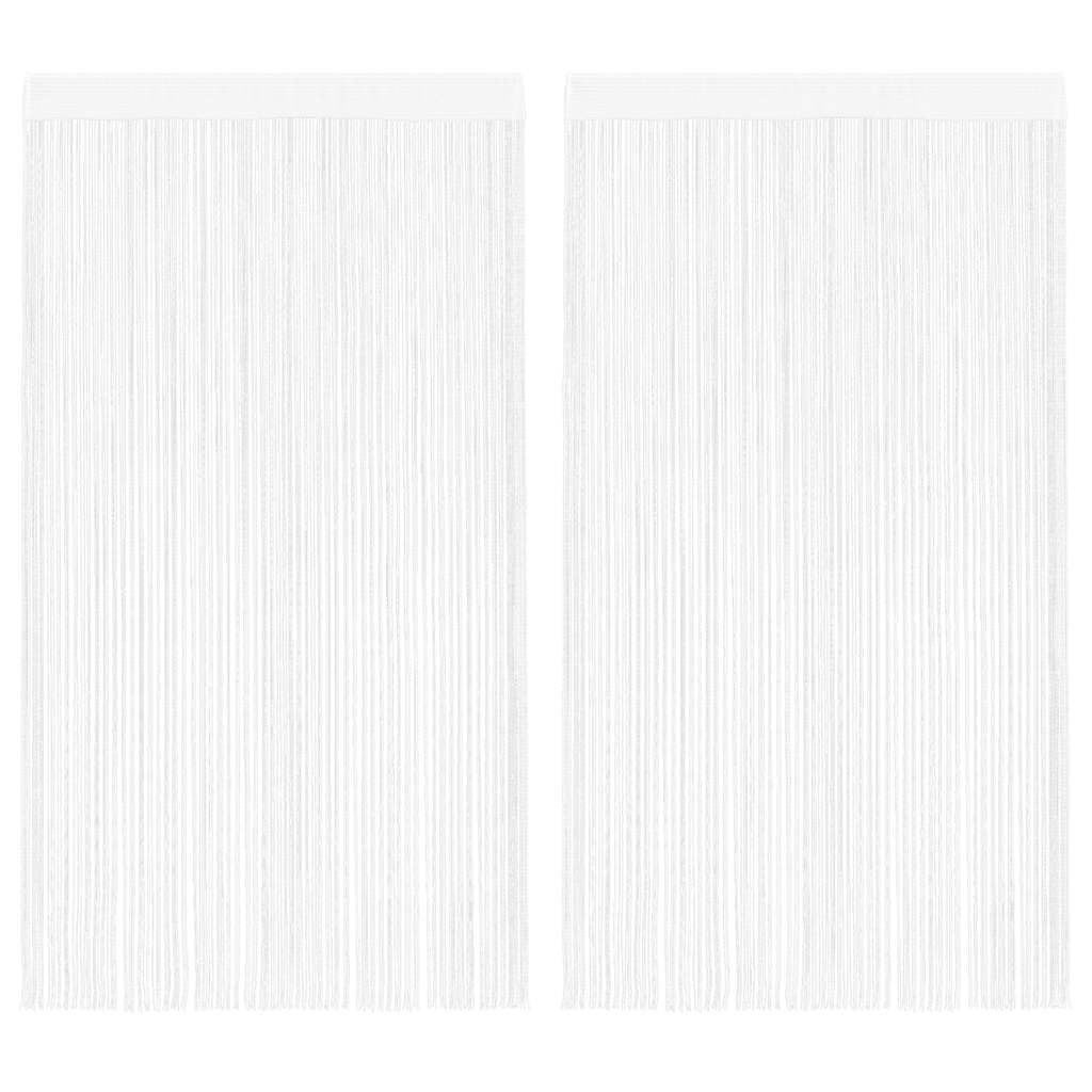 String-verhot 2 kpl 100x250 cm valkoinen