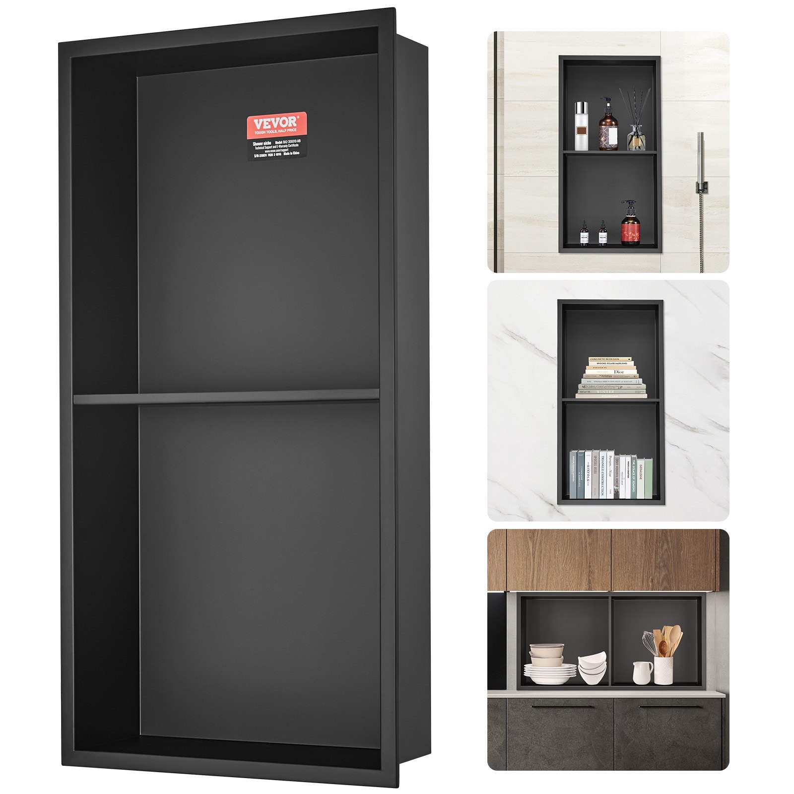 Syvennyshylly kylpyhuoneeseen North Craft BA2-306010-MB, 33x63 cm, musta
