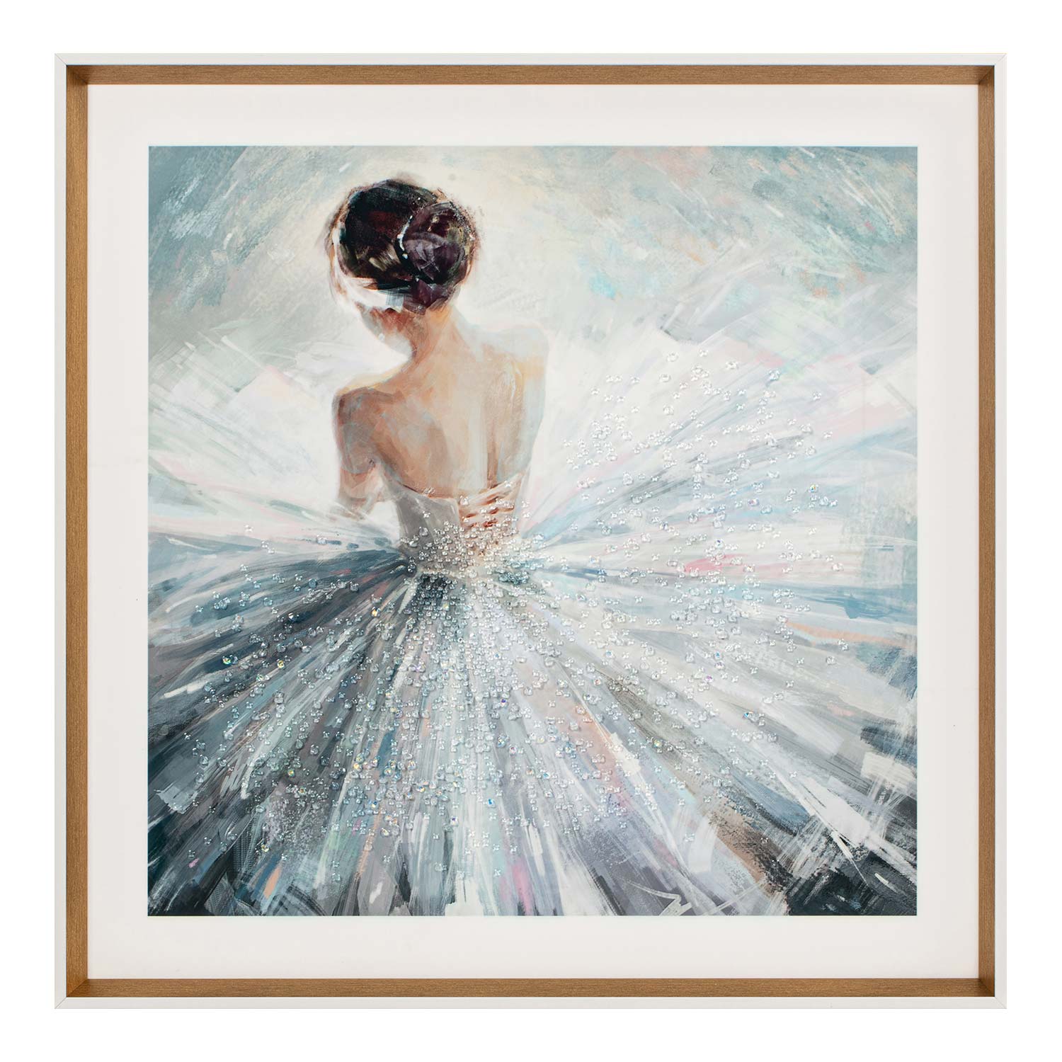 Taide Seinälle Home4You 80x80cm, Ballerina Kristalleilla, Valkoinen