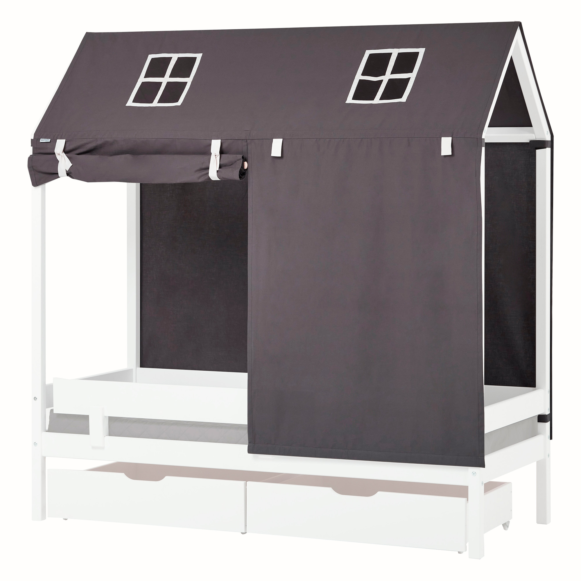 Talosängyn kattoverho Hoppekids Lemmikit, 70x160cm, Harmaa