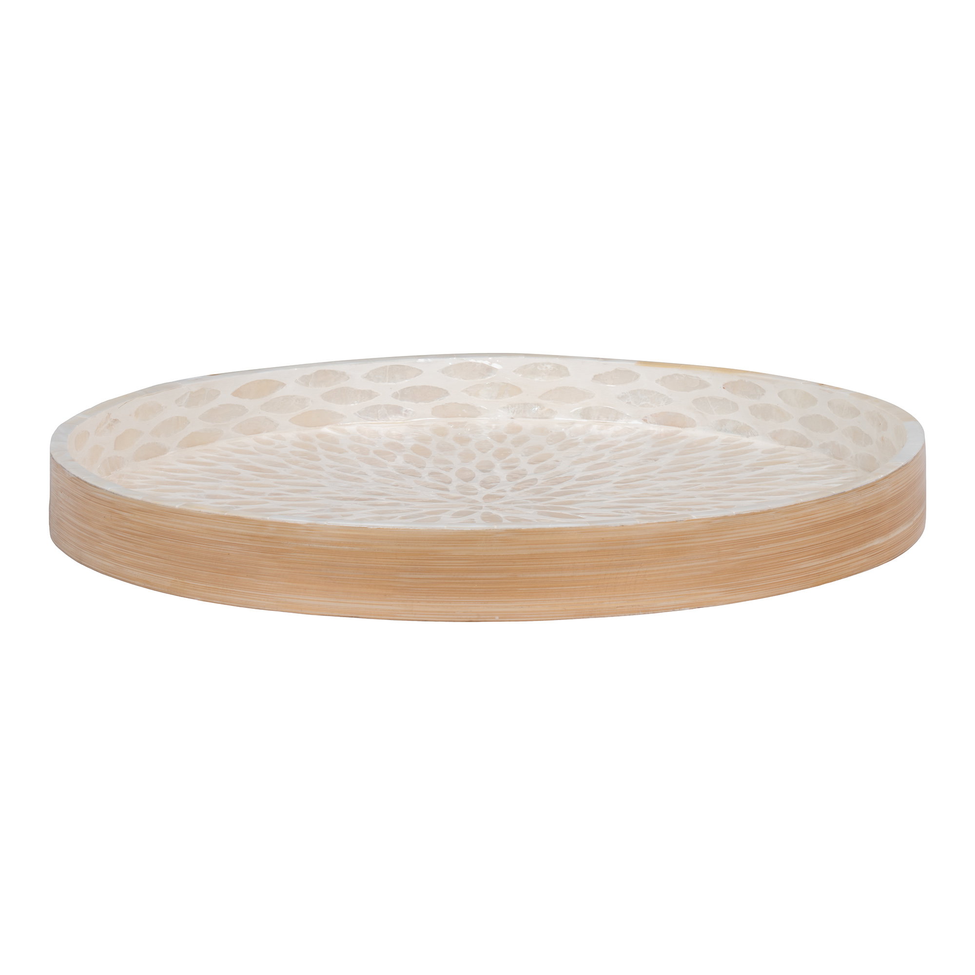 Tarjotin House Nordic Tray, bambu/capiz, beige, ø40x3,5 cm