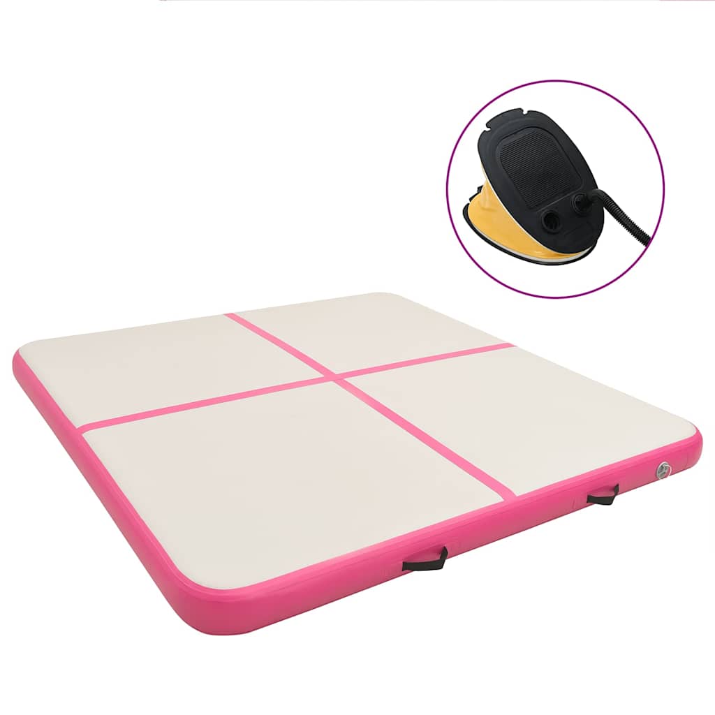 Täytettävä voimistelumatto pumpulla 200x200x10 cm PVC pinkki