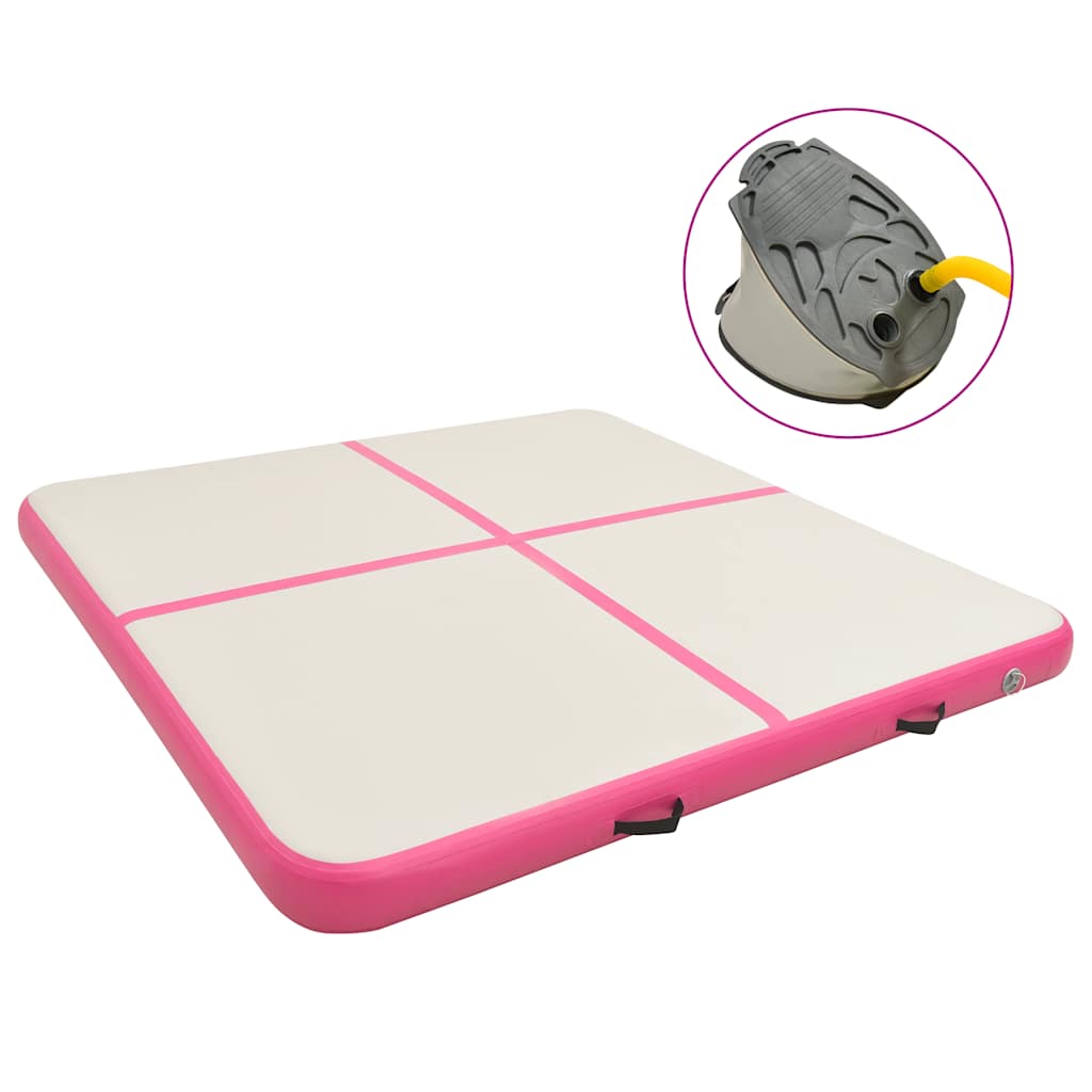 Täytettävä voimistelumatto pumpulla 200x200x20 cm PVC pinkki