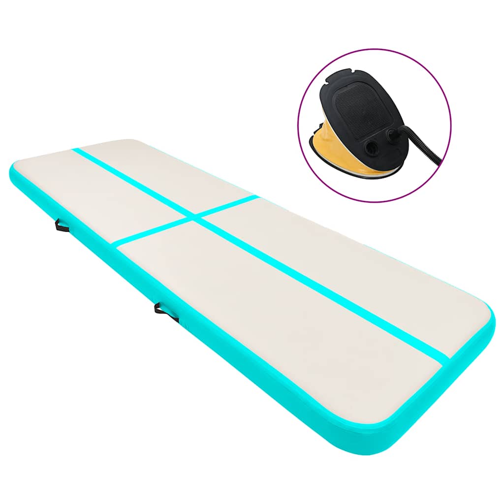 Täytettävä voimistelumatto pumpulla 500x100x20 cm PVC vihreä