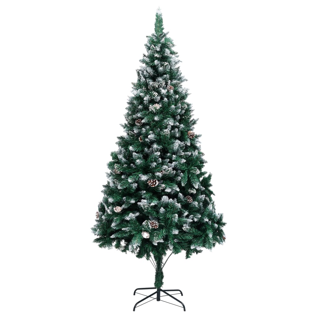 Tekojoulukuusi kävyillä ja valkoisella lumella, 240cm