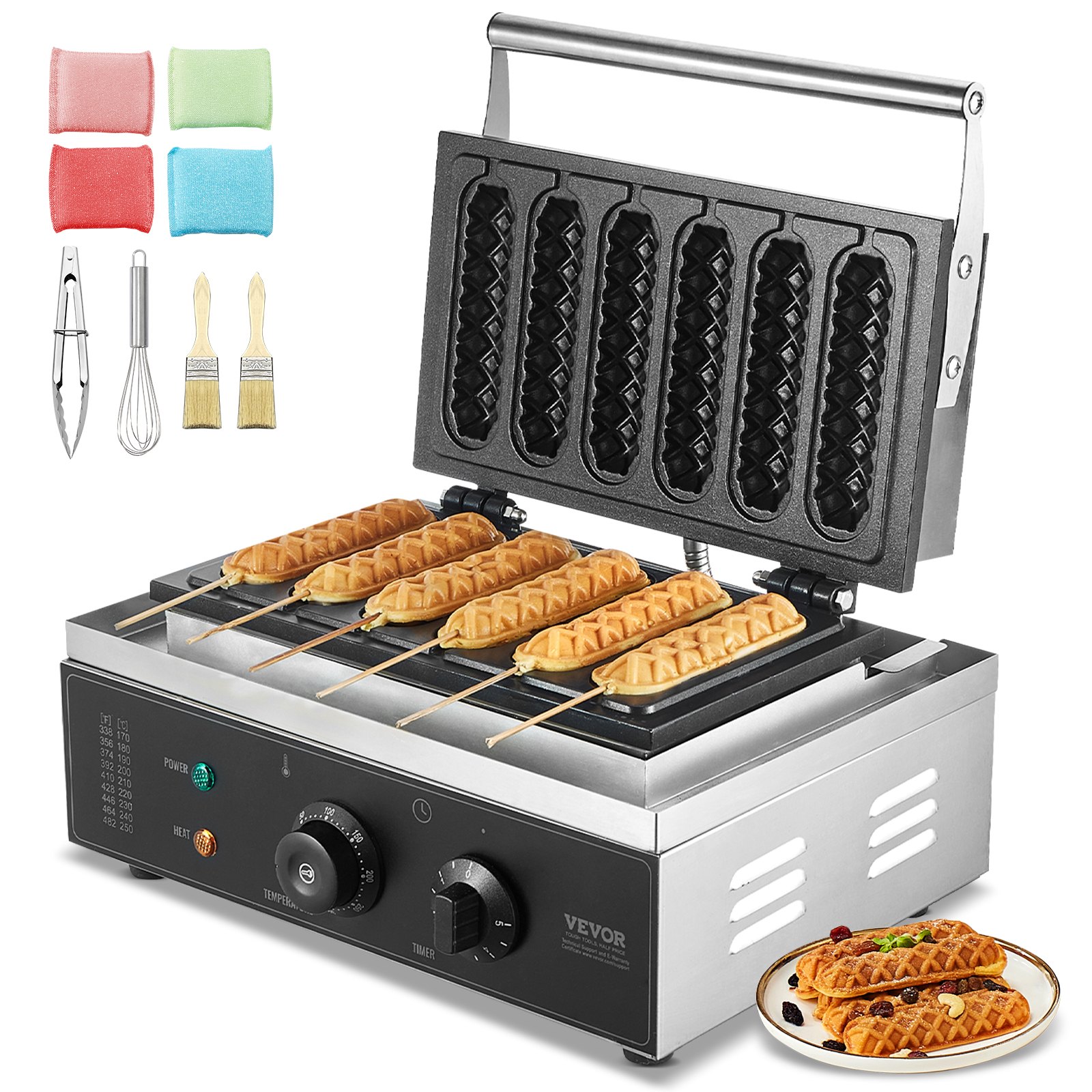 Tikkuvohvelirauta North Craft HT-119, 6-osainen, 1500W, Ruostumaton teräs, Hopea