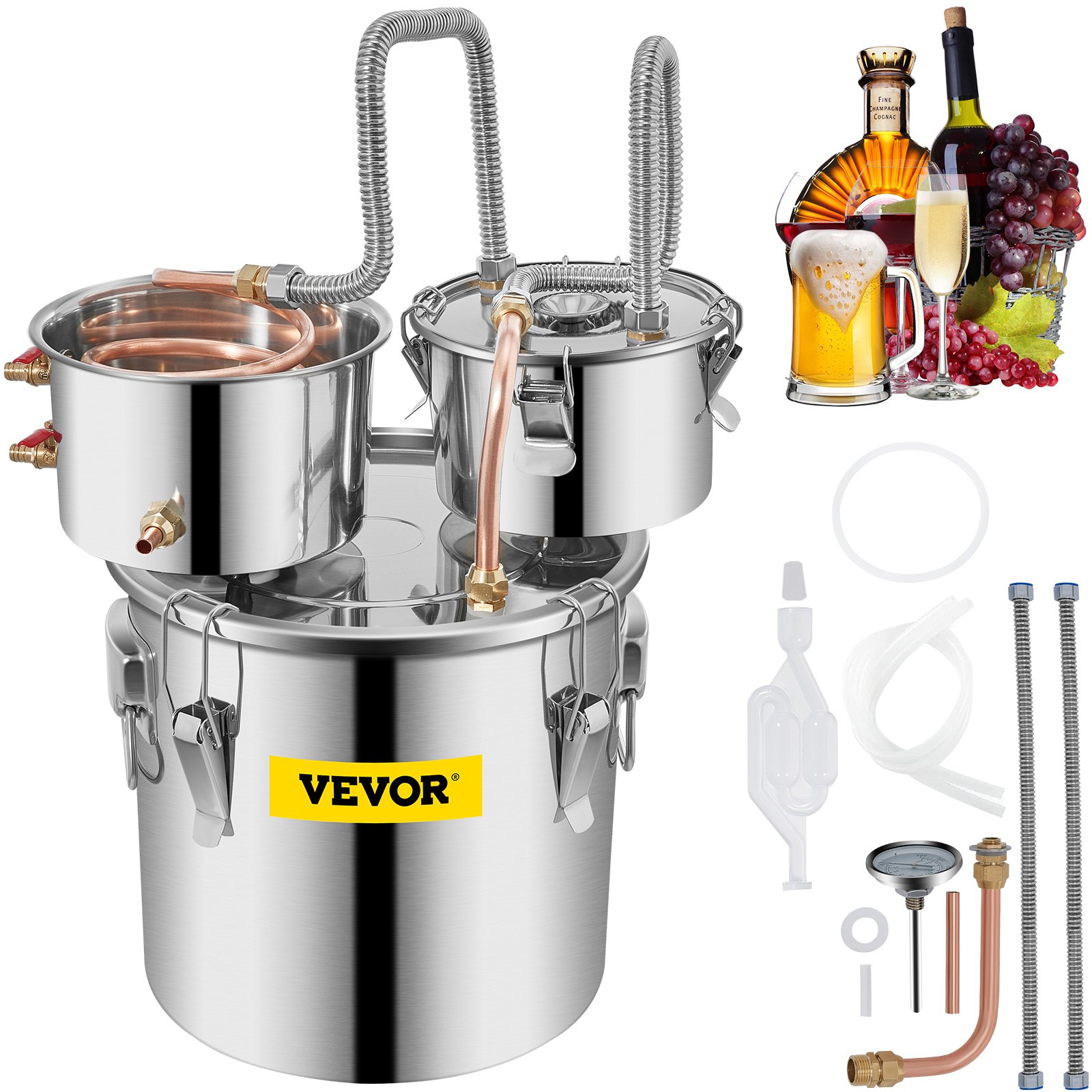Tislauslaite North Craft, 12L, kupariputki, kotipolttoinen viini/brandy/viski, ruostumaton teräs