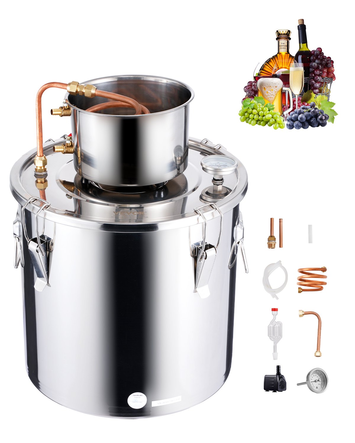 Tislauslaite North Craft, 8 Gal / 30 L, Teräs, Kuparikierukka, hopea