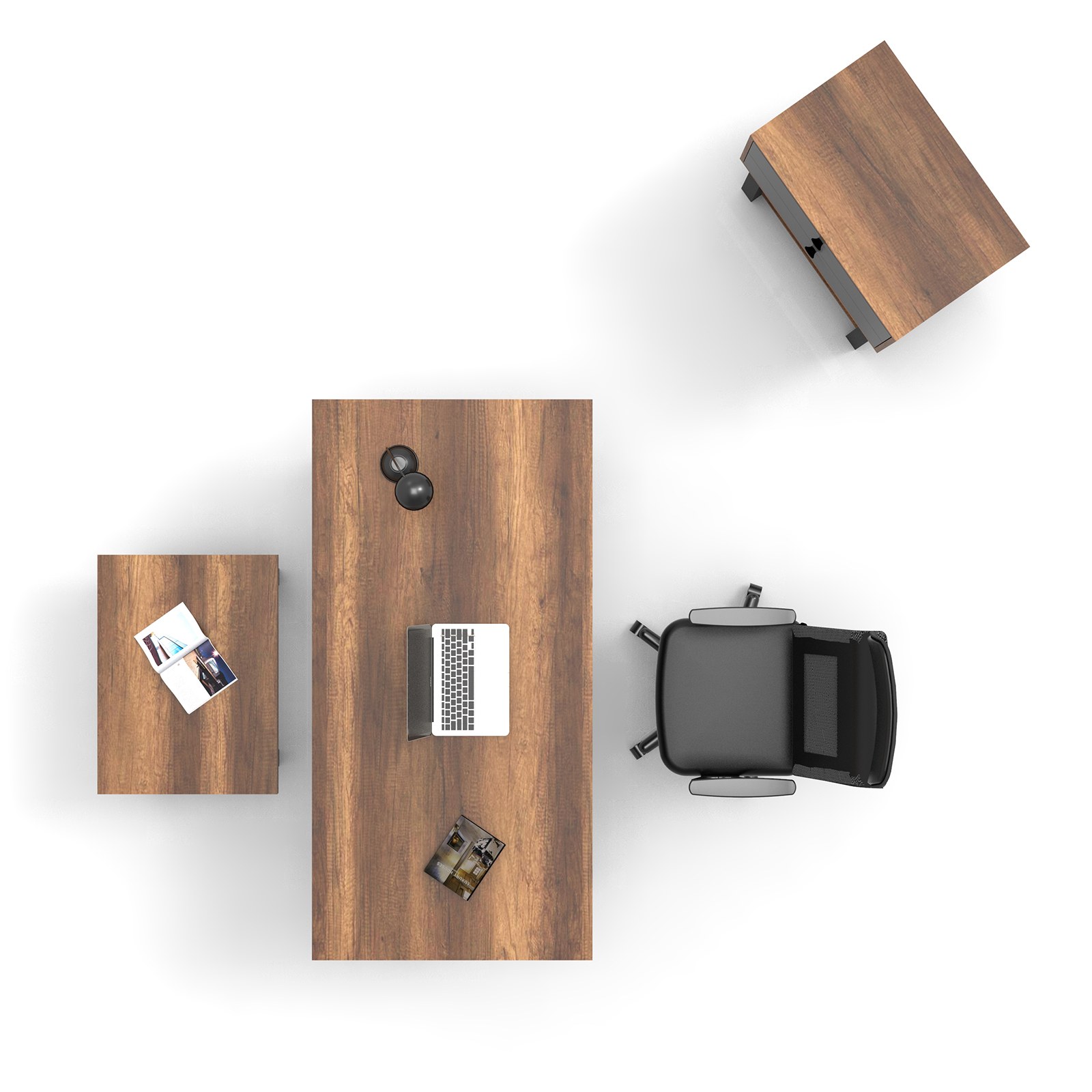 Toimistokalustesetti Valento Furniture Mn08-Ba, tummanruskea/antrasiitti