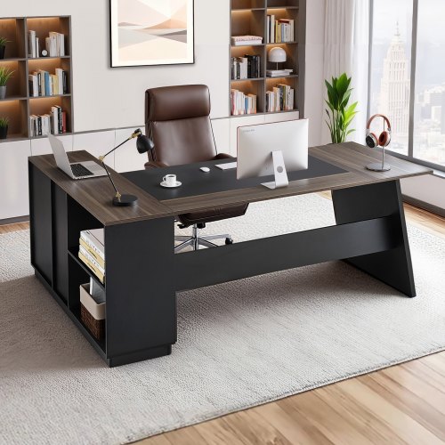 Toimistopöytä North Craft KLXZ-01, L-muoto, 158x67x75cm, ruskea/musta