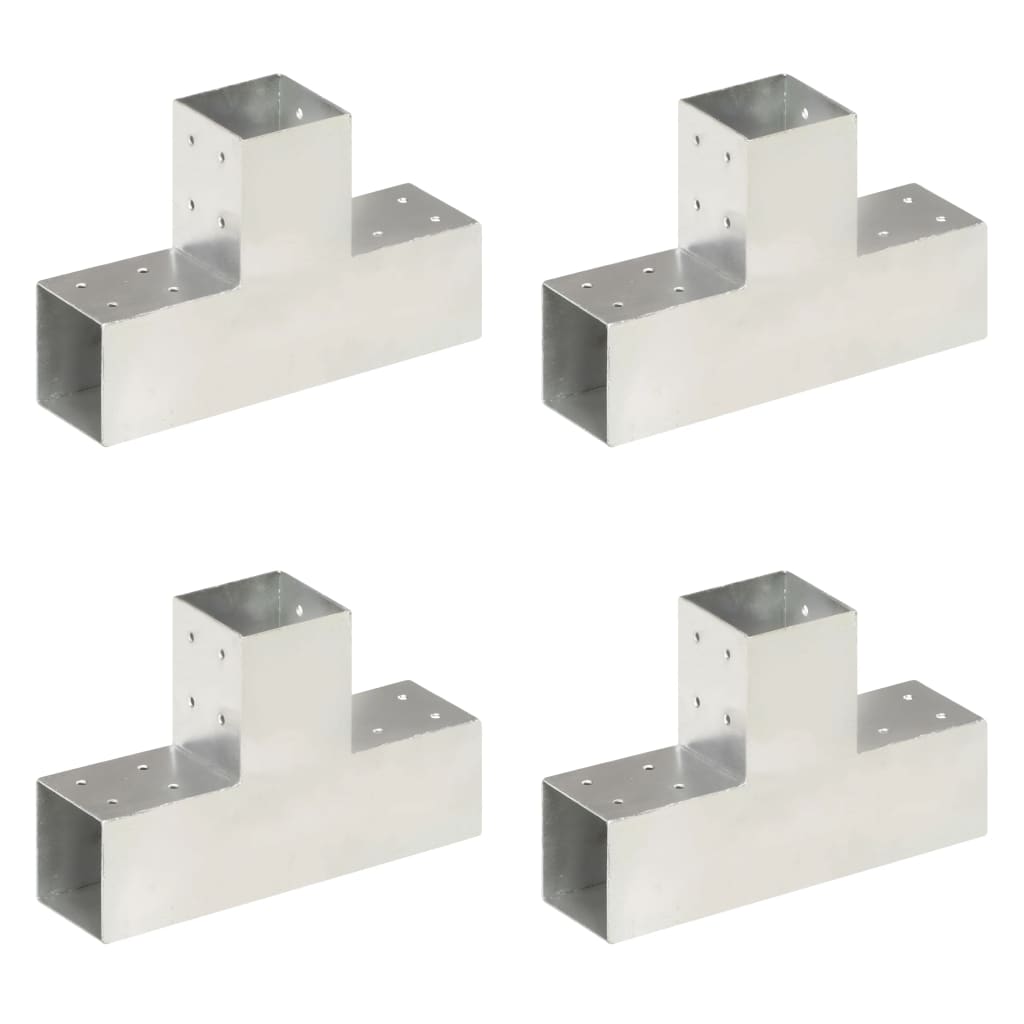Tolppaliittimet 4kpl, T-muoto, galvanoitu metalli, 81x81mm