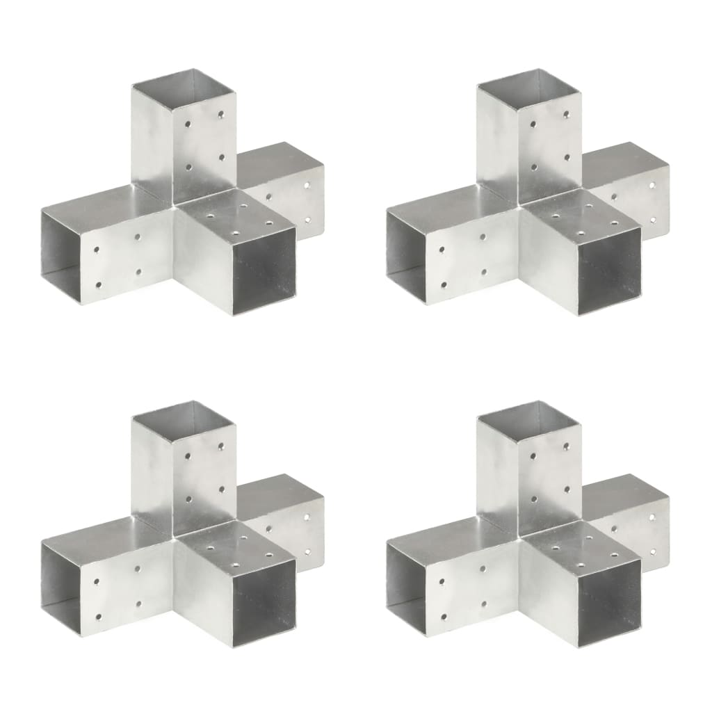 Tolppaliittimet 4kpl, X-muoto, galvanoitu metalli, 71x71mm