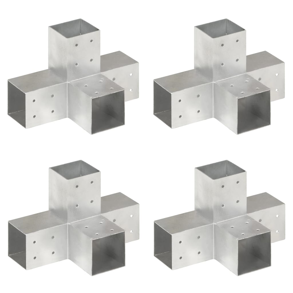 Tolppaliittimet 4kpl, X-muoto, galvanoitu metalli, 81x81mm