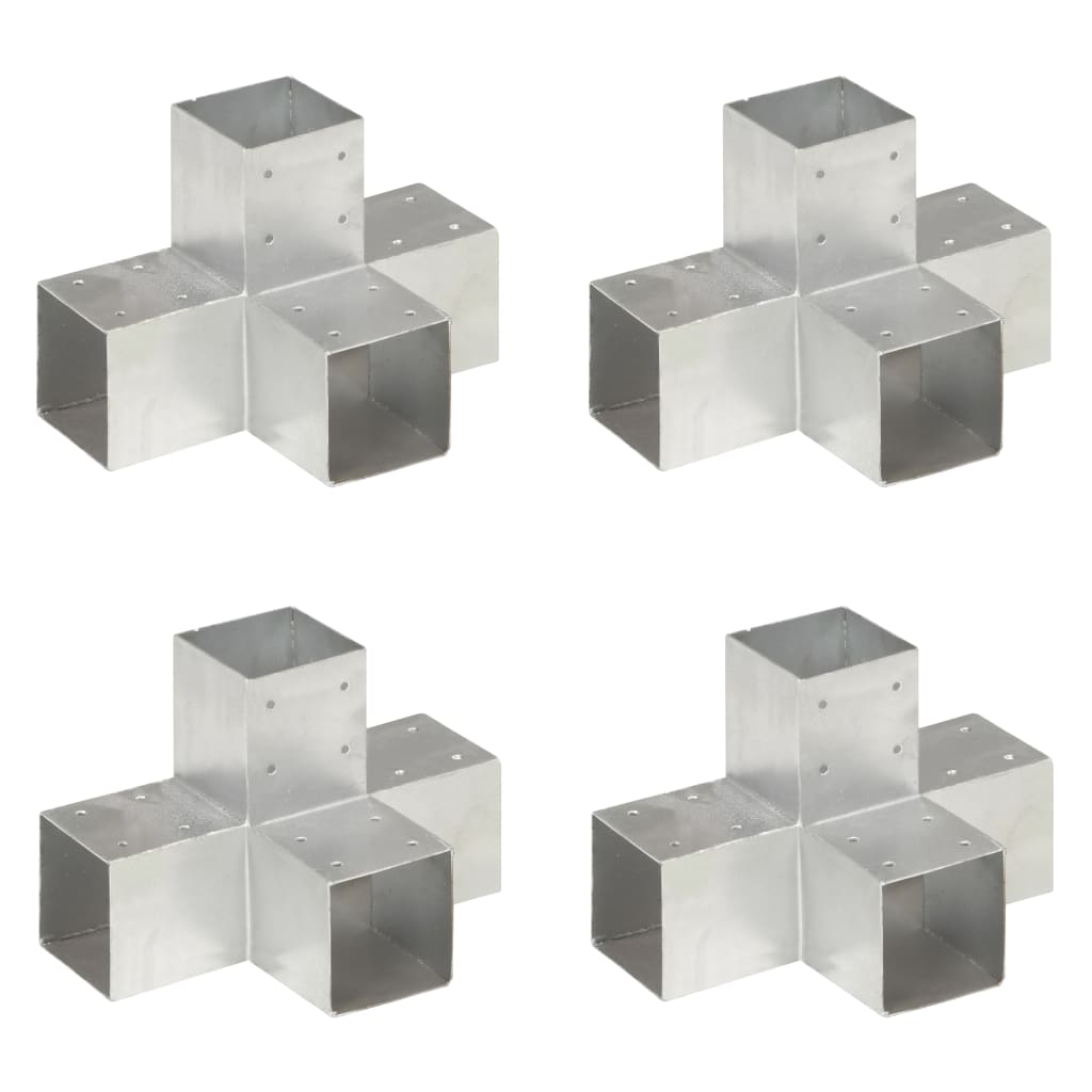 Tolppaliittimet 4kpl, X-muoto, galvanoitu metalli, 91x91mm