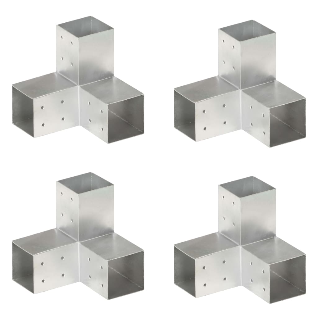 Tolppaliittimet 4kpl, Y-muoto, galvanoitu metalli, 81x81mm