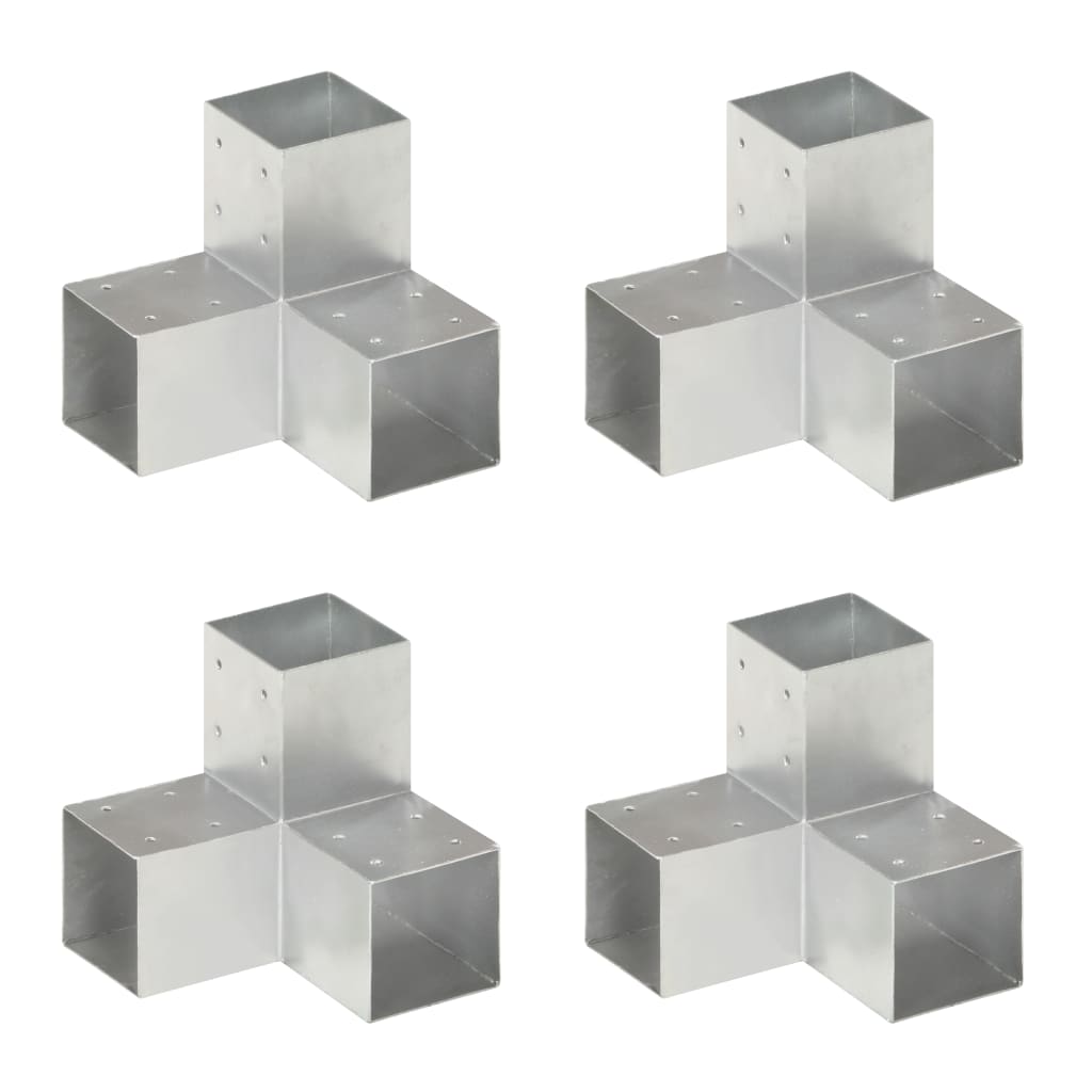 Tolppaliittimet 4kpl, Y-muoto, galvanoitu metalli, 91x91mm