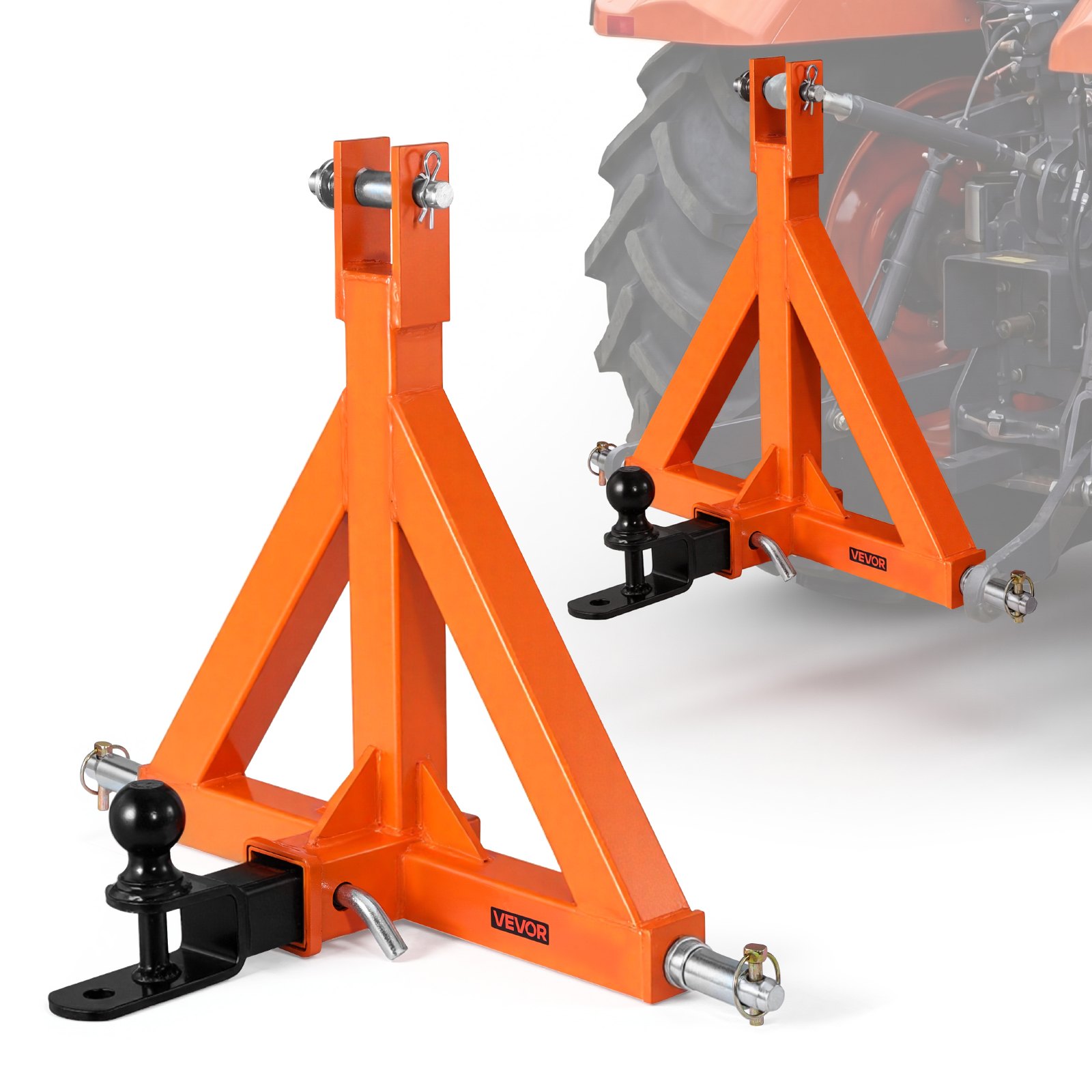 Traktorin kolmipistekiinnitteinen vetokoukku kuulakiinnikkeellä North Craft S-01-B, 50.8mm Vastaanotin, Oranssi