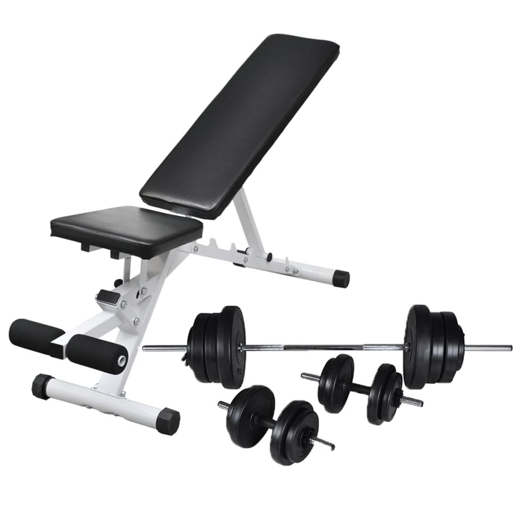 Treenipenkki levytanko- ja käsipainosarjalla, 60.5kg, 47.5x41x133cm