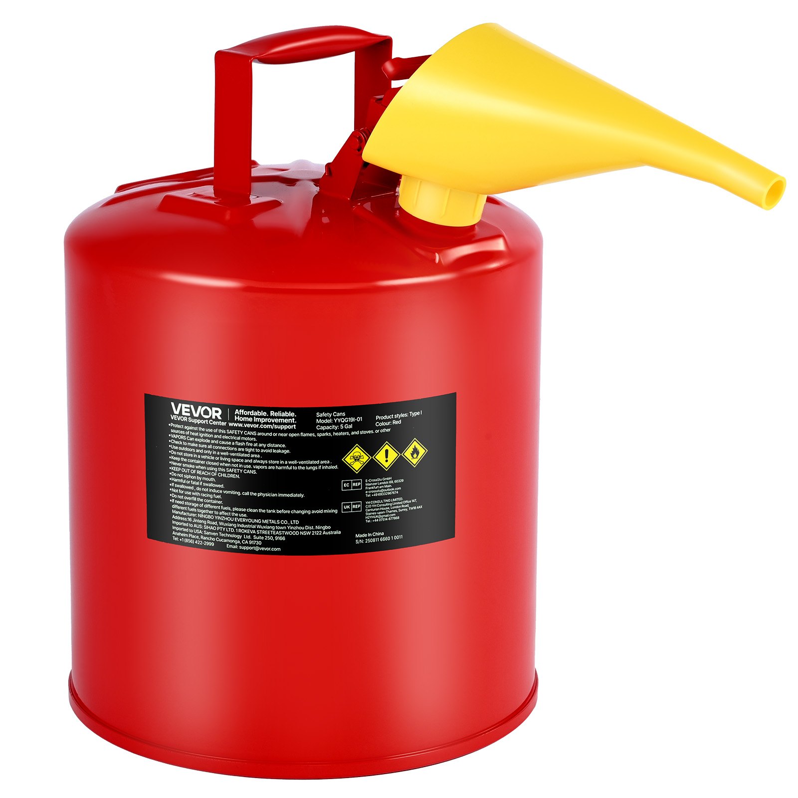 Turvakanisteri bensiinille North Craft YYQG19I-01, 19L, punainen