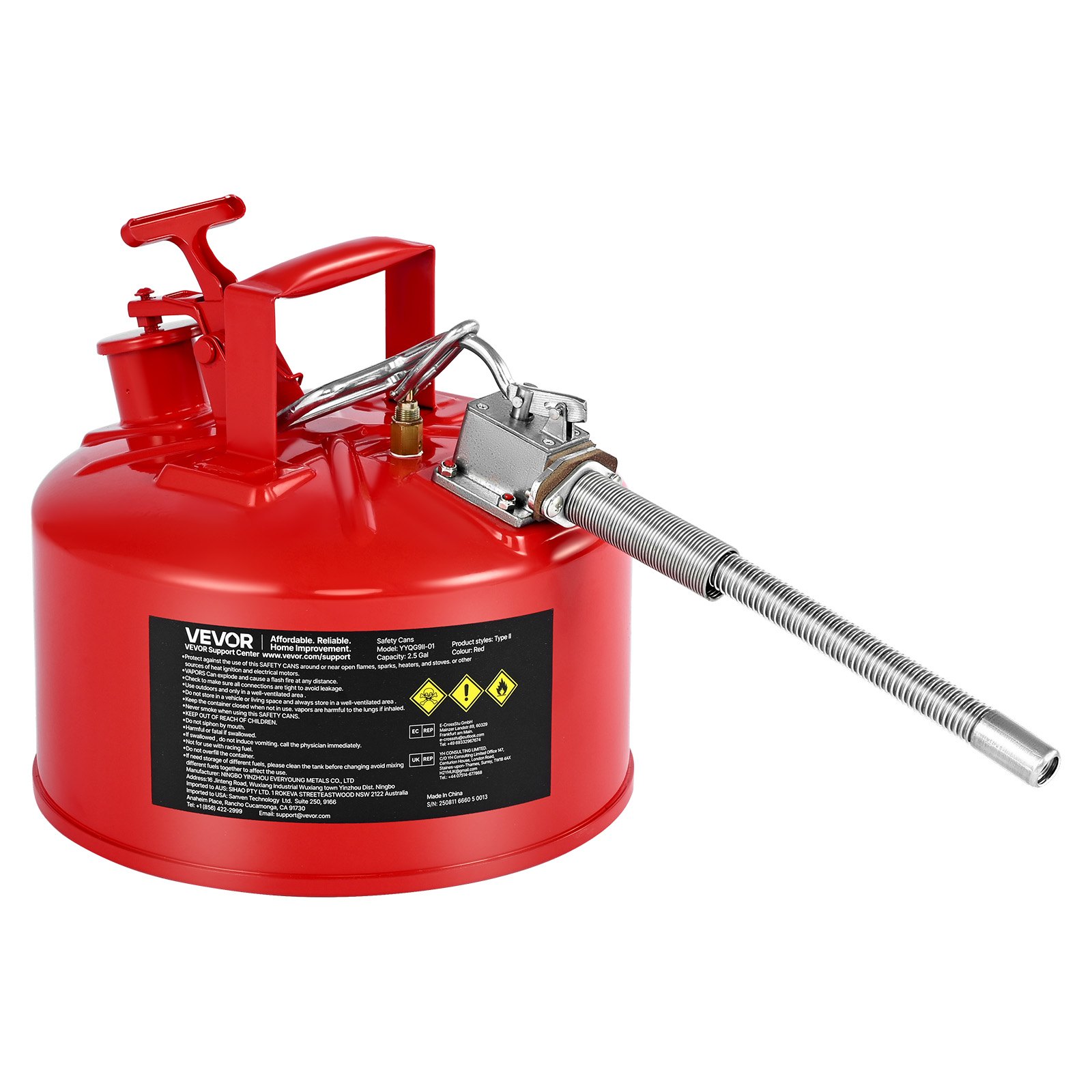 Turvakanisteri bensiinille North Craft YYQG9II-01, 9.5L, 297x275mm, punainen