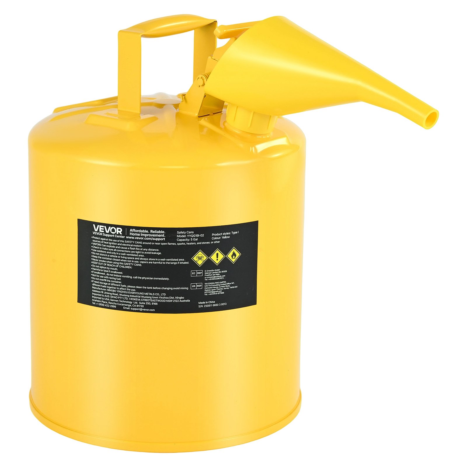 Turvakanisteri dieselille North Craft YYQG19I-02, 19L, Keltainen