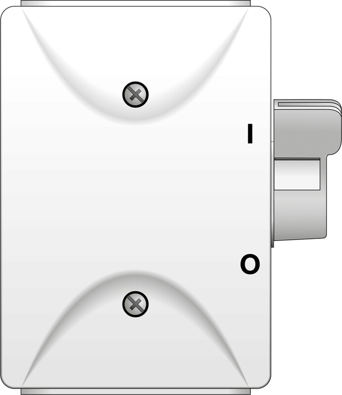 Turvakytkin Norwesco SA316DV, sivusta väännettävä, 3x16A, 500V, 7.5kW, IP54, valkoinen