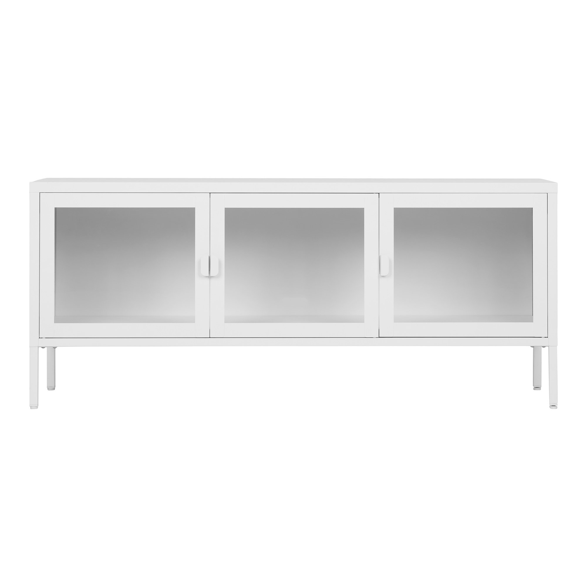 TV-taso House Nordic Brisbane, 3 lasiovea, teräs, valkoinen, 130x40x55 cm