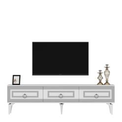 TV-taso Valento Furniture Karya, 180x44.6x29.6cm, valkoinen/hopea