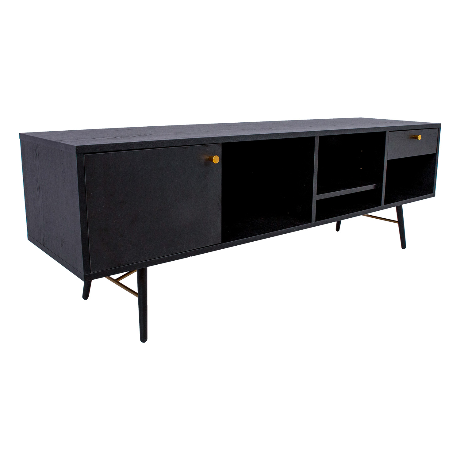 TV-taso Home4You Luxemburg, 150x40x50cm, Musta / Kupari