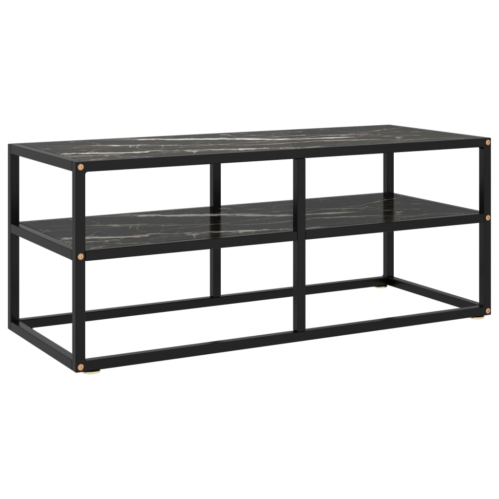 Tv-taso musta mustalla marmorilasilla 100x40x40 cm