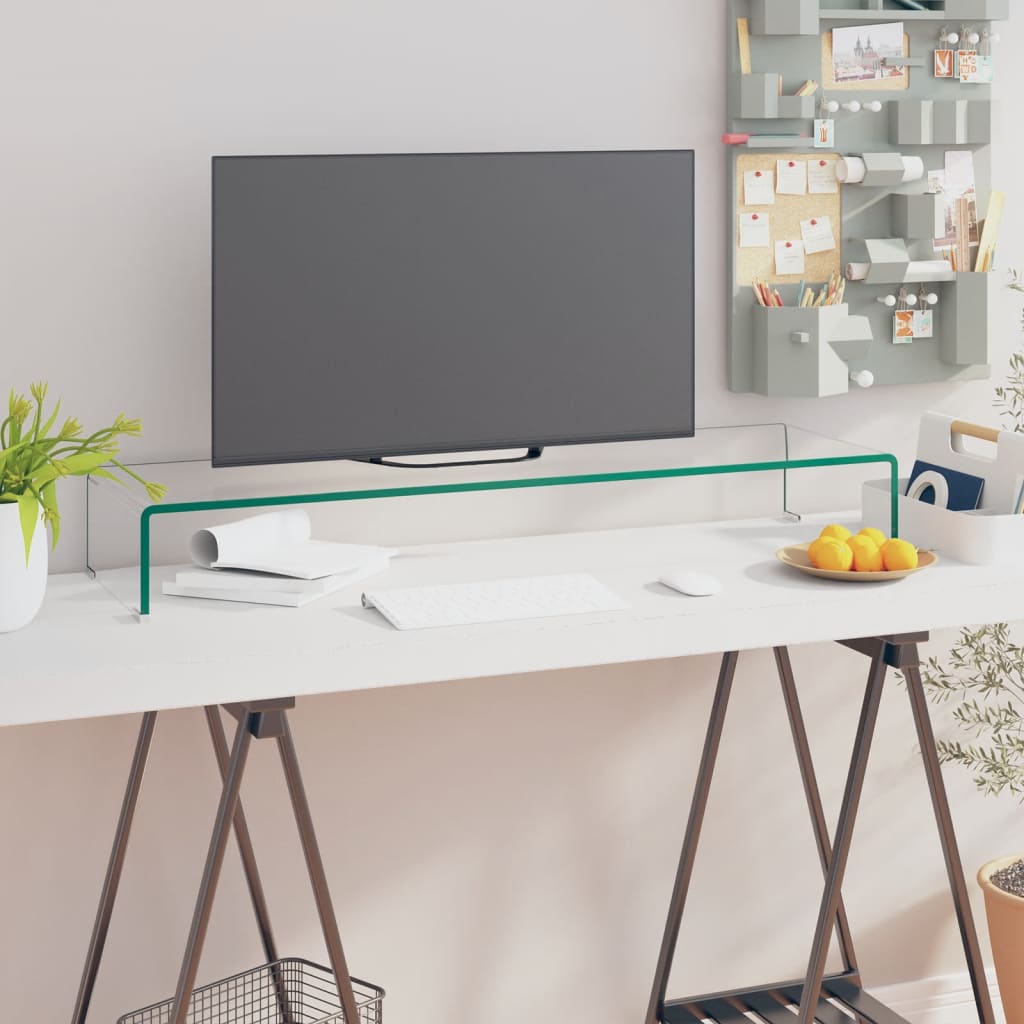 Tv-taso/näyttöteline kirkas lasi 100x30x13 cm