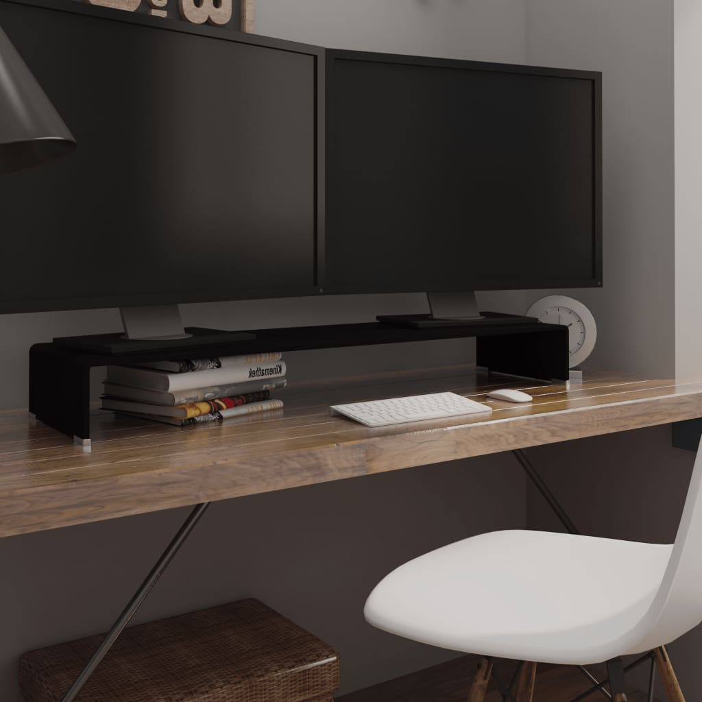 Tv-taso/näyttöteline musta lasi 110x30x13 cm