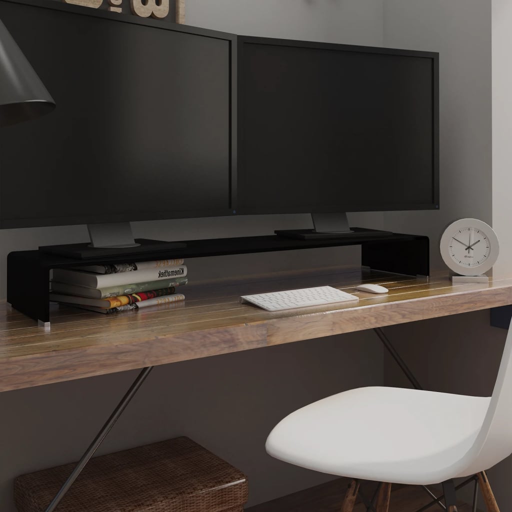 Tv-taso/näyttöteline musta lasi 120x30x13 cm