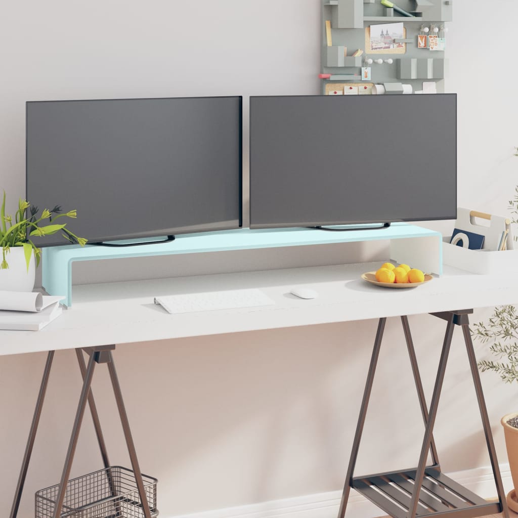 Tv-taso/näyttöteline valkoinen lasi 110x30x13 cm