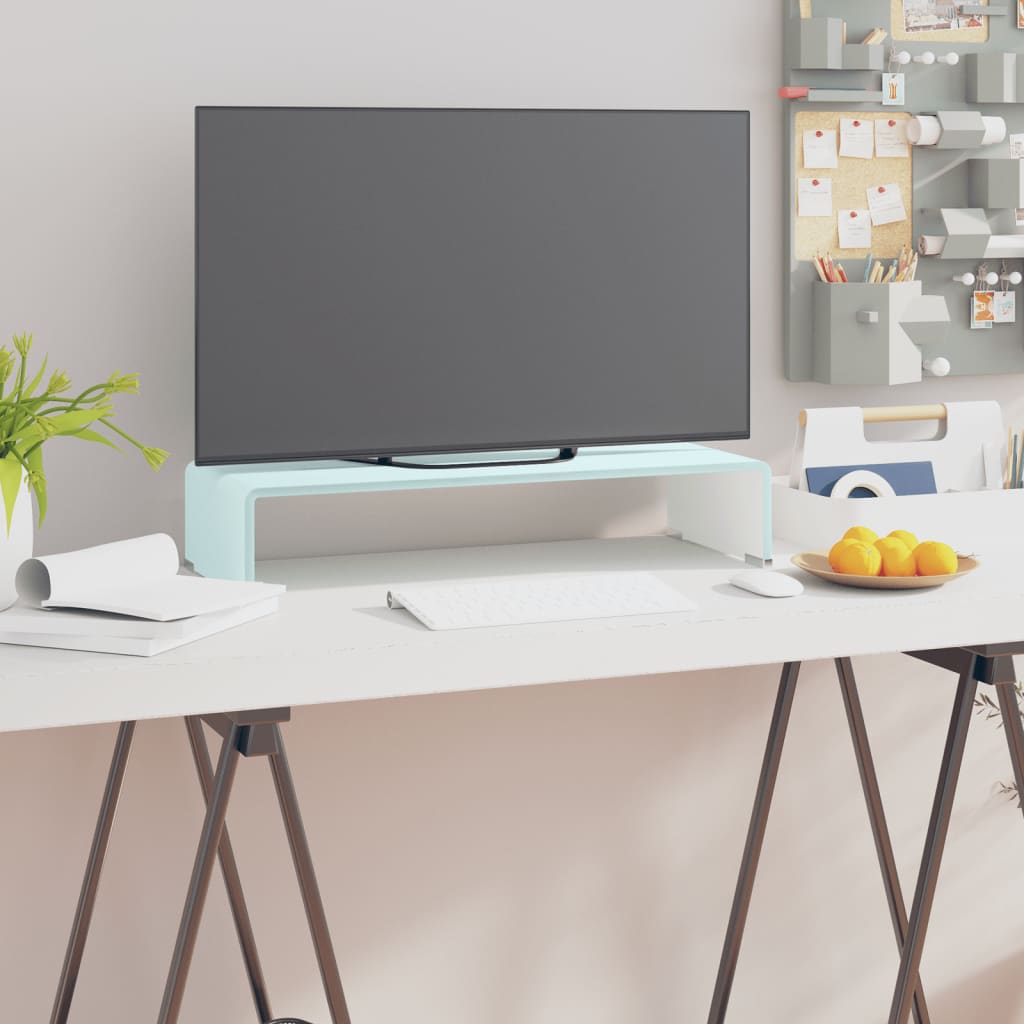 Tv-taso/näyttöteline valkoinen lasi 60x25x11 cm