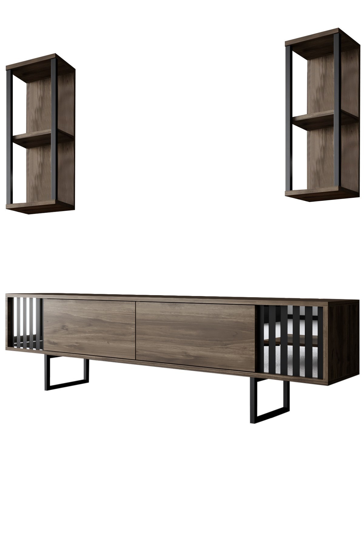 Olohuoneen kalustesetti Valento Furniture Chrome Line, Pähkinä, Musta
